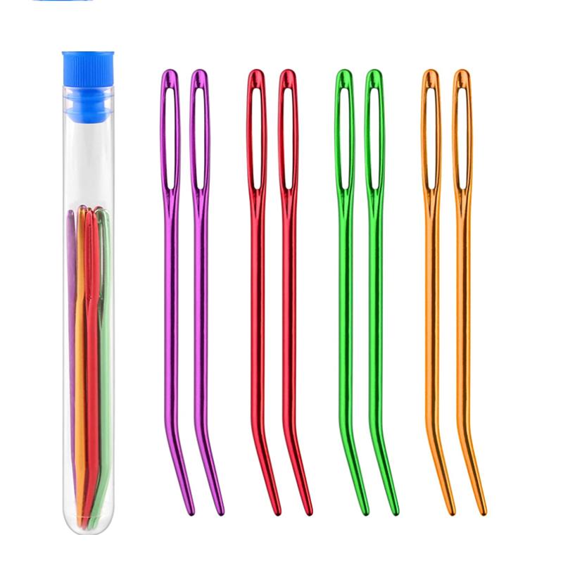 Набор игл для вязания пряжи, гобеленовые иглы с загнутым кончиком для пряжи, иглы с большим ушком и тупым ушком для ручного шитья, вязания крючком