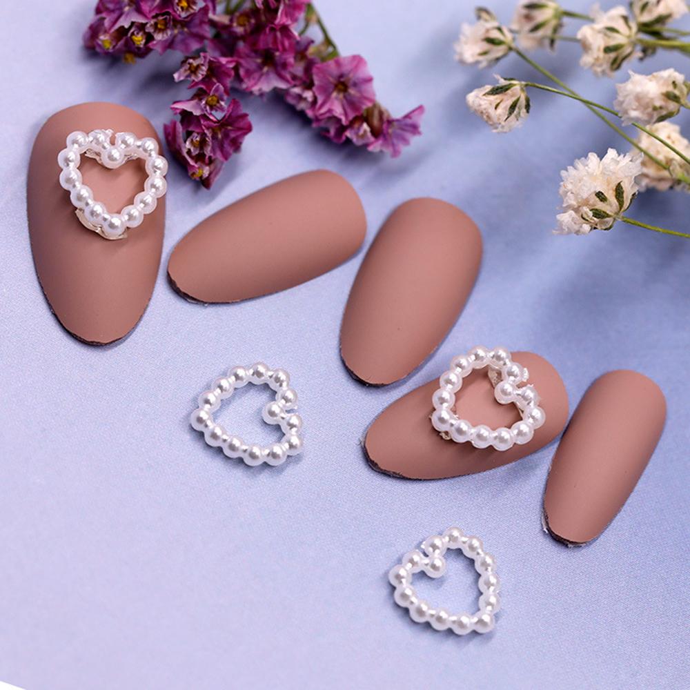Heart-shaped Design Pearl Nail Art Decoration 3D Nail Jewelry DIY Nail Art Manicure Accessories