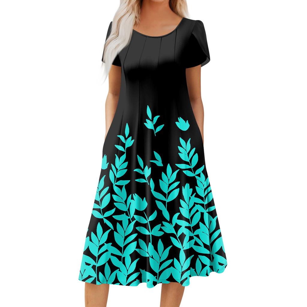 Женское повседневное модное платье миди с круглым вырезом и коротким рукавом, модное свадебное платье для гостей