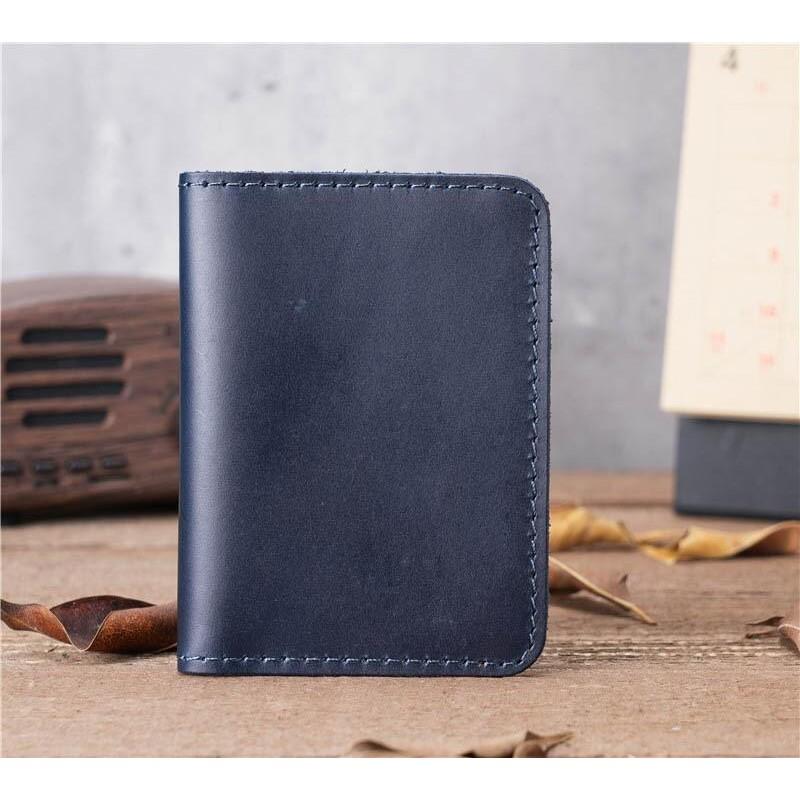 Genuine Leather Card Holder for Men and Women Slim Mini ID Credit Bank Card Case with 5 Card Slots Durable Unisex Leather Card Wallet