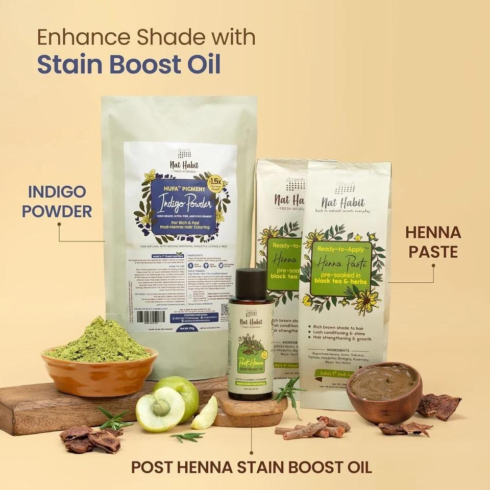 NatHabit Post-Henna Black Hair Colour Cream No Chemicals, Soft Natural Shade