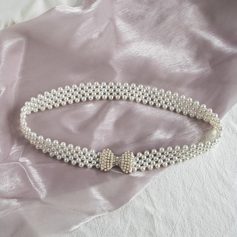 Korean Style Pearl Belt For Females With Stretchable Design For Dress Night Out