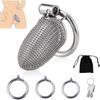 Stainless Steel Chastity Device for Men W/ Wire Mesh Cage, Anti-Cheating Lock Couple Toy, Orgasm Control & Cuckold Training