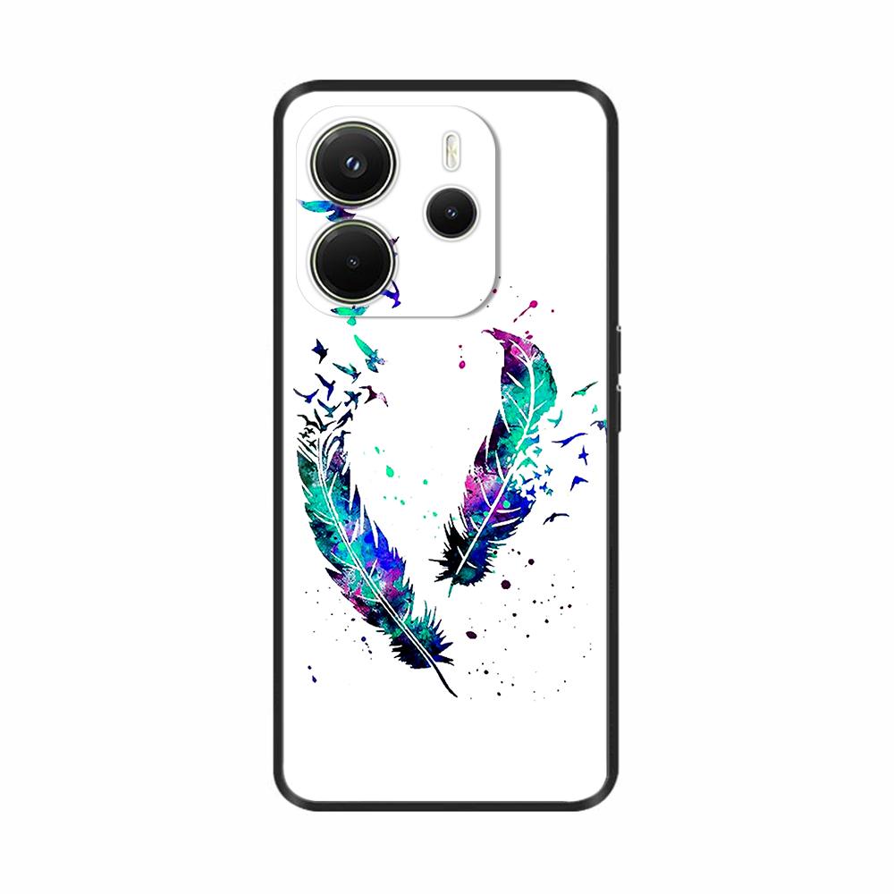 Для Xiaomi Redmi Note 14 4G Чехол Роскошный Расписной Чехол Черный Силиконовый Чехол для Телефона Для Redmi Note 14 Fundas note14 4G Мягкий Бампер