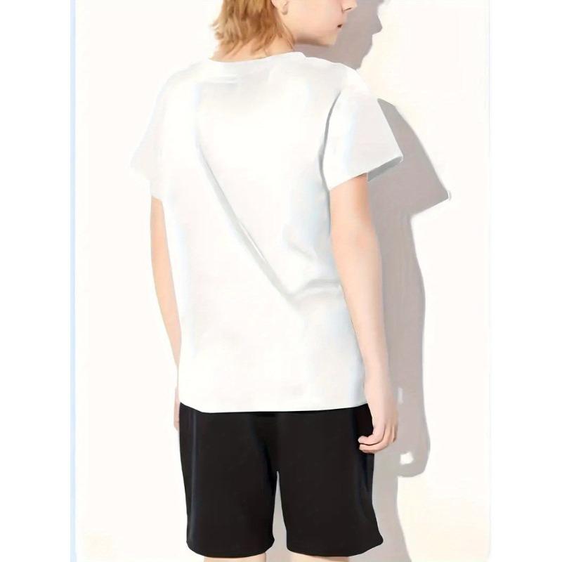 Европейские размеры Детская футболка с графическим принтом "CAPYBARA BRUH" - Футболка с дизайном капибары, Мягкая дышащая ткань для повседневной носки