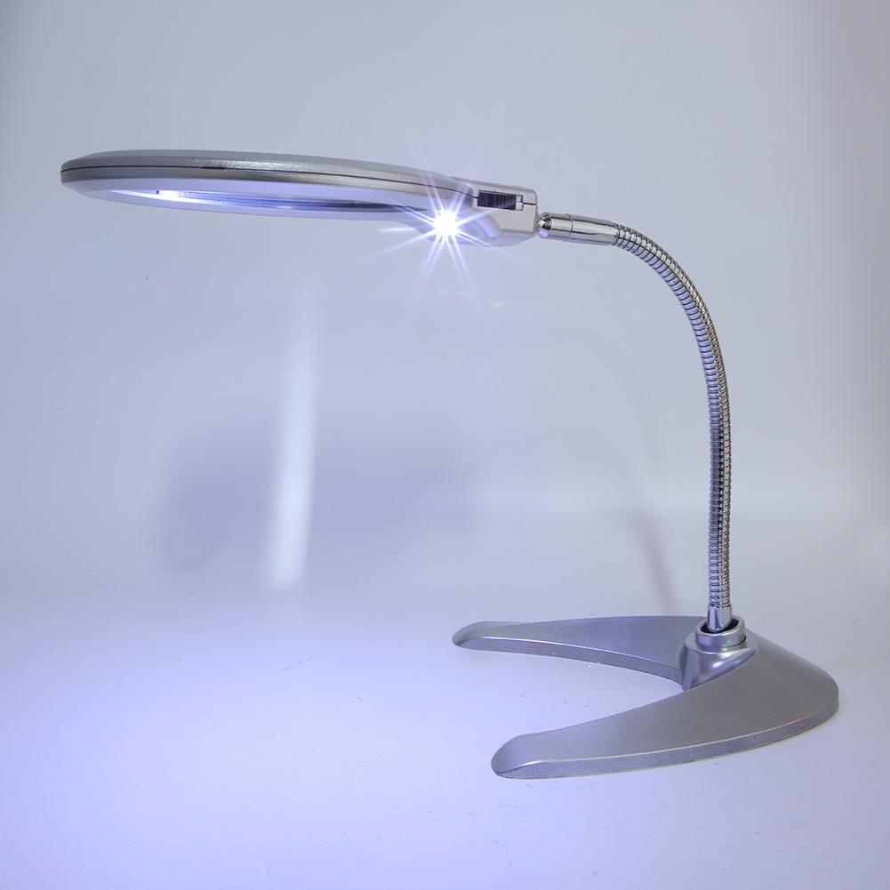 2.5X 5X 130mm Desk Magnifying Glass Magnifier with 2 LED Light