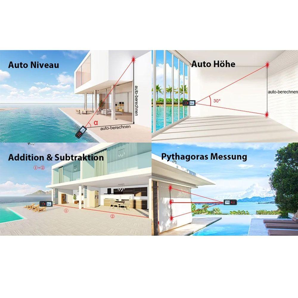 Цифровой лазерный дальномер 40M 60M 80M 100M Лазерная рулетка Лазерный дальномер Измерительный инструмент