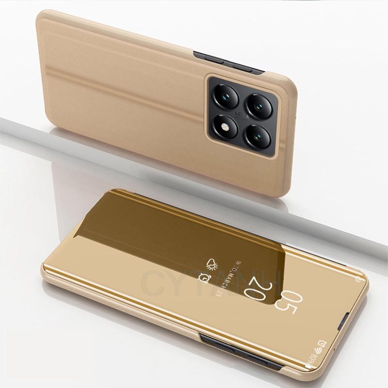 Зеркальные чехлы-книжки с полной защитой для Xiaomi 15T 15 14T 12 12T 13 13T 14 Pro Lite Чехол-подставка для Xiaomi 14T Pro Чехол