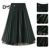 Женская юбка миди, эластичная юбка А-силуэта с высокой талией, однотонная, двухсторонняя, двусторонняя, осенне-зимняя юбка