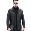Winter Leather Down Jacket Men's Mid-length Lapel Leather Jacket Middle-aged Sheepskin Jacket