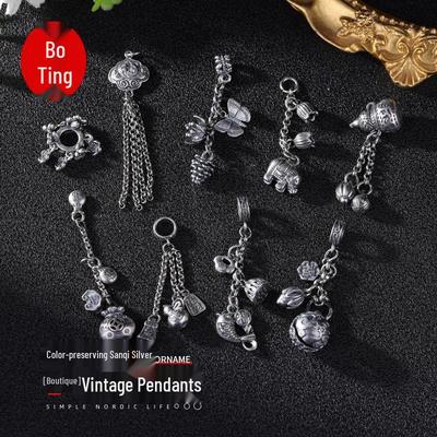 Подвеска в виде цветка тыквы из состаренного серебра: Ретро кошелек для монет и ювелирная подвеска для DIY ожерелий и браслетов