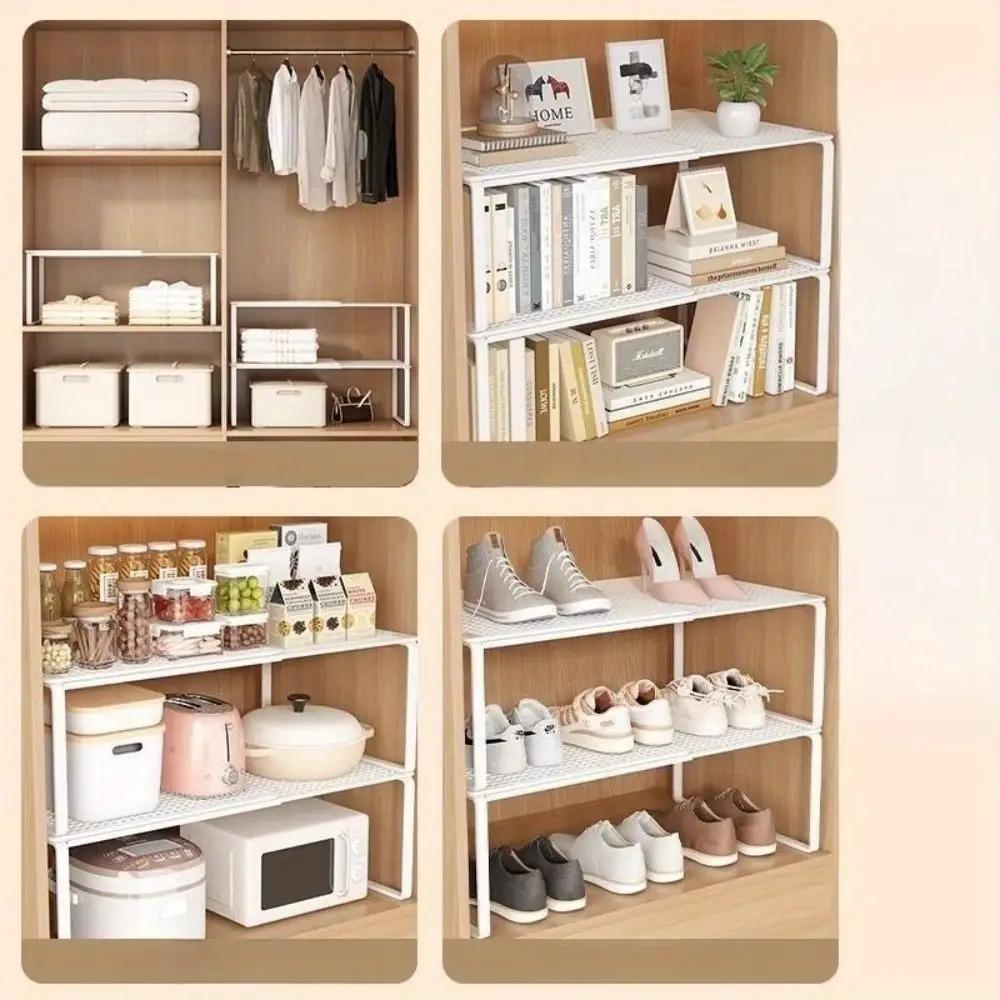 1 шт. Телескопическая штанга для шкафа - Прочная металлическая штанга для шкафа, Регулируемая высота, Вертикальная система хранения, Экономия места