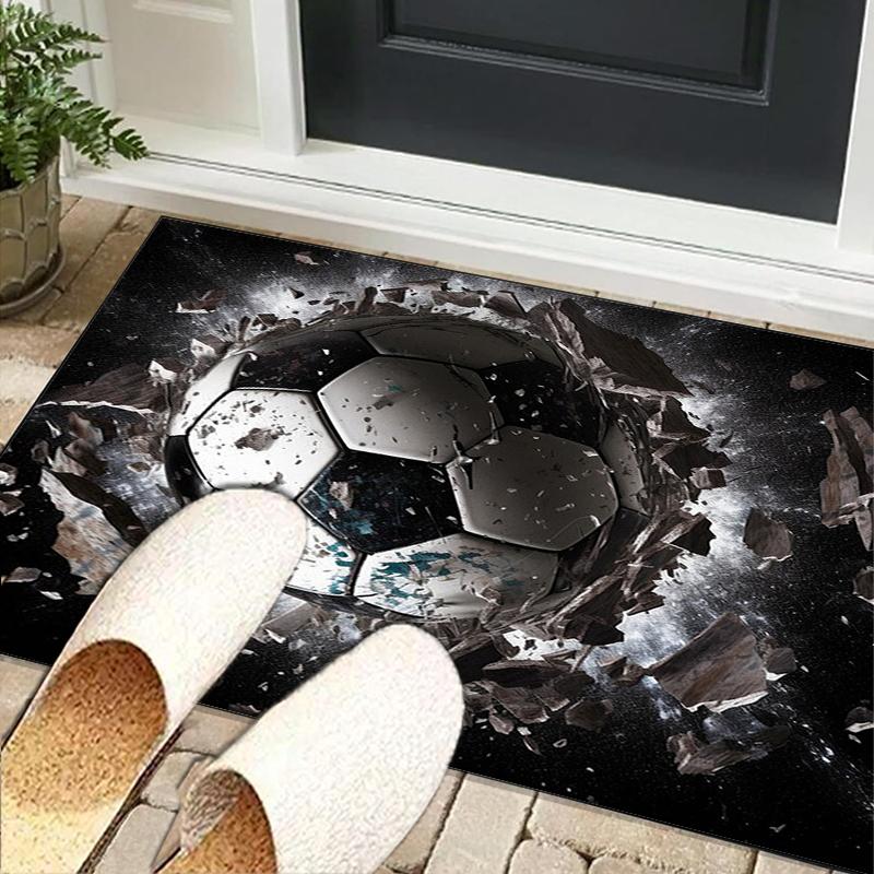 Flaming Soccer Ball Office Rug Chair Mat, Entryway Carpet, Suitable for Front Door, Bedroom, Living Room, Desk, Holiday Gift