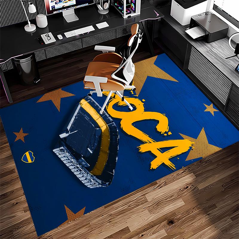 1pc Club Atlético Boca Juniors Print Area Rug - Soft,Washable Non-Slip Indoor Mat for Office Chairs,Living Room,Home Office Decorative Rug
