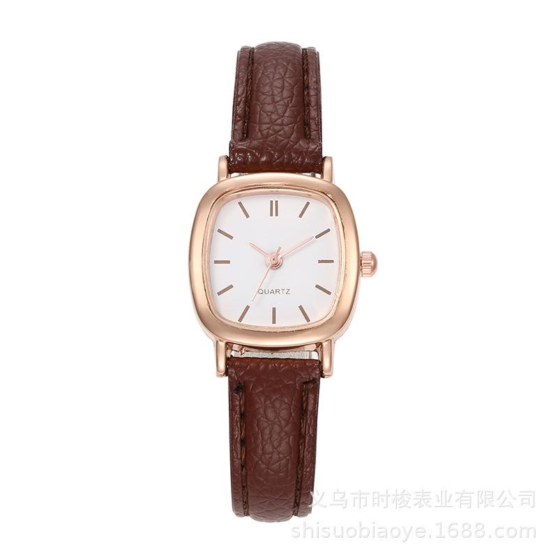 Fashionable decorative watch Female Student Simple Exquisite Temperament Small Dial Korean Artistic Retro Leather Quartz Watch