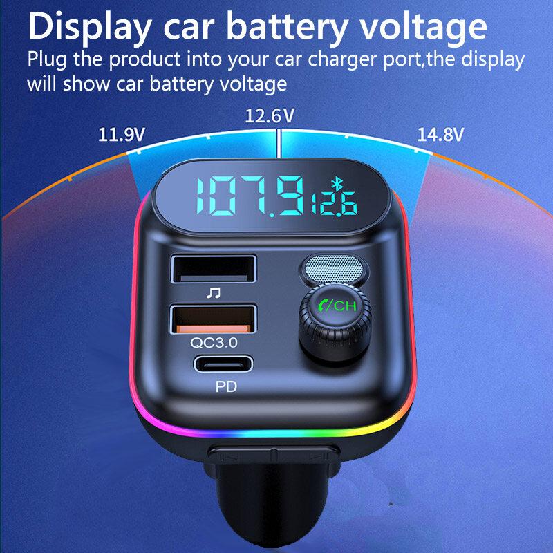 C29 Автомобильный FM-передатчик Bluetooth 5,0 MP3-плеер DC12V/24V Вход Dual USB 3.1A + PD 3.1A Быстрая зарядка Автомобильное зарядное устройство