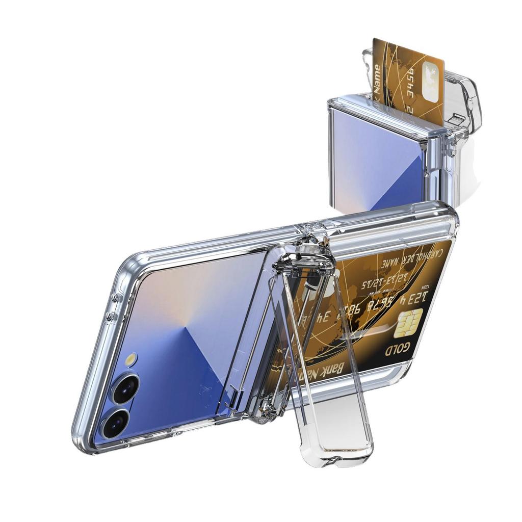 Защитный чехол для Samsung Z Flip 7 со слотом для карт и кронштейном для шарнира, Складная конструкция, Защита от падений
