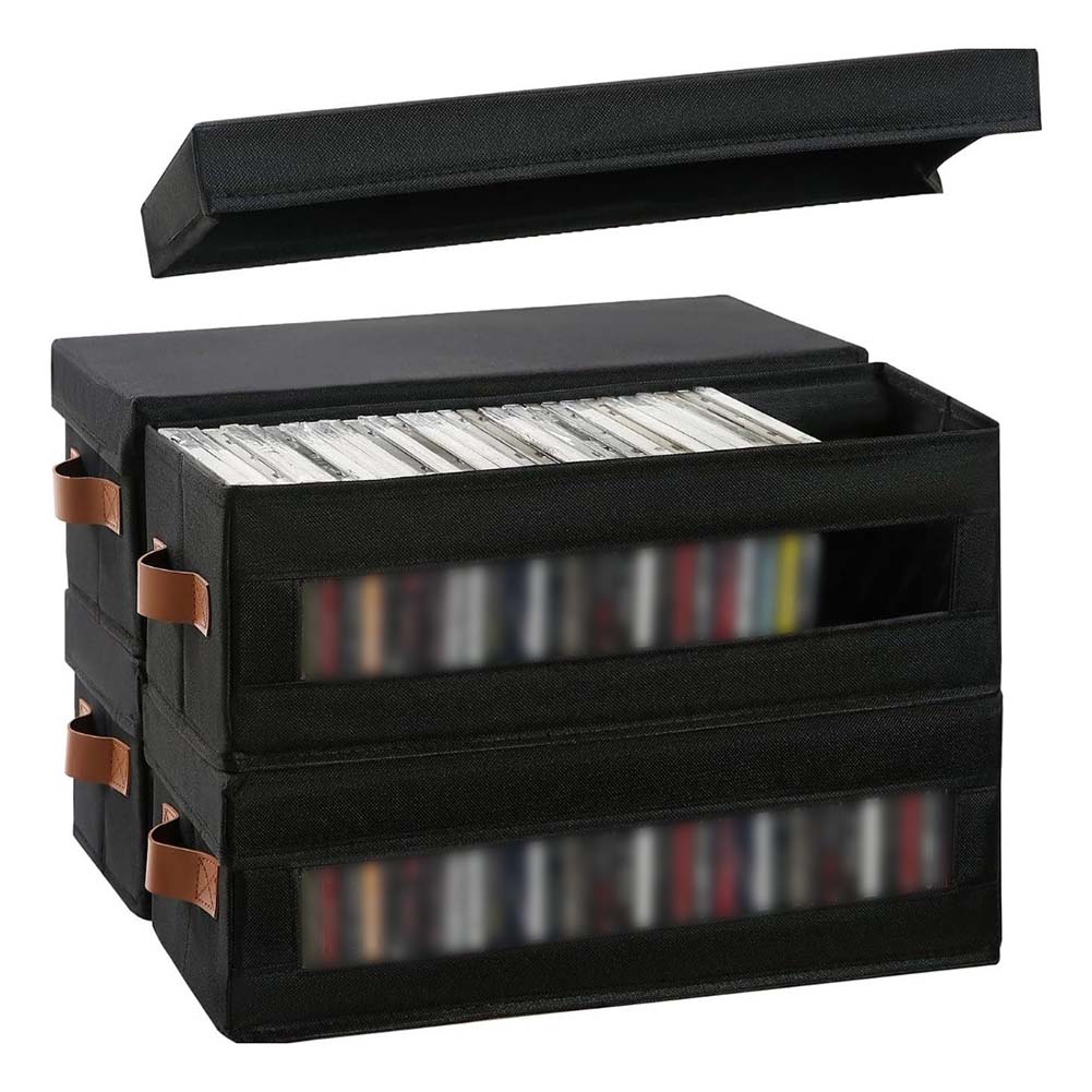 Stackable CD Box CD Storage Organizer Home Organization 600D Oxford Cloth Stackable And Foldable Dustproof Lid