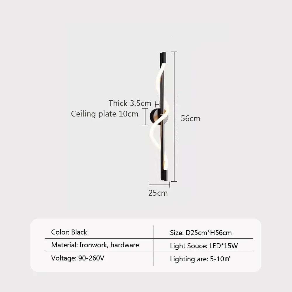 Wall Lamp LED Modern Black/Gold Music Note Spiral Wall Sconce For Bedroom Living Room Study Hallway Stairway Home Decor Lighting