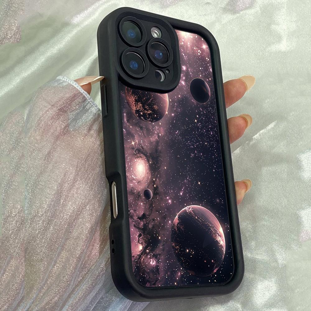JT467 Розовое золото Планеты Арт для iPhone 17 16 15 14 13 Pro Max Samsung S26 S25 Ultra A17 A07 A56 A16 Xiaomi 15T Redmi 15c 14C Мягкий чехол