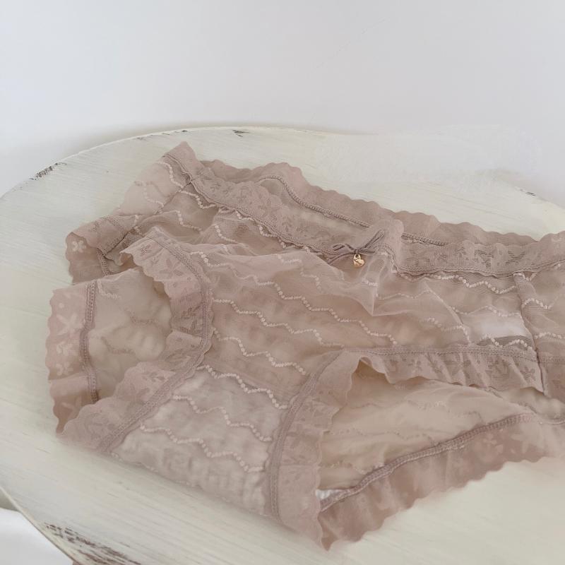 Кружевное нижнее белье, женские летние тонкие удобные хлопковые трусы с промежностью и средней талией, сексуальные бесшовные сетчатые трусы