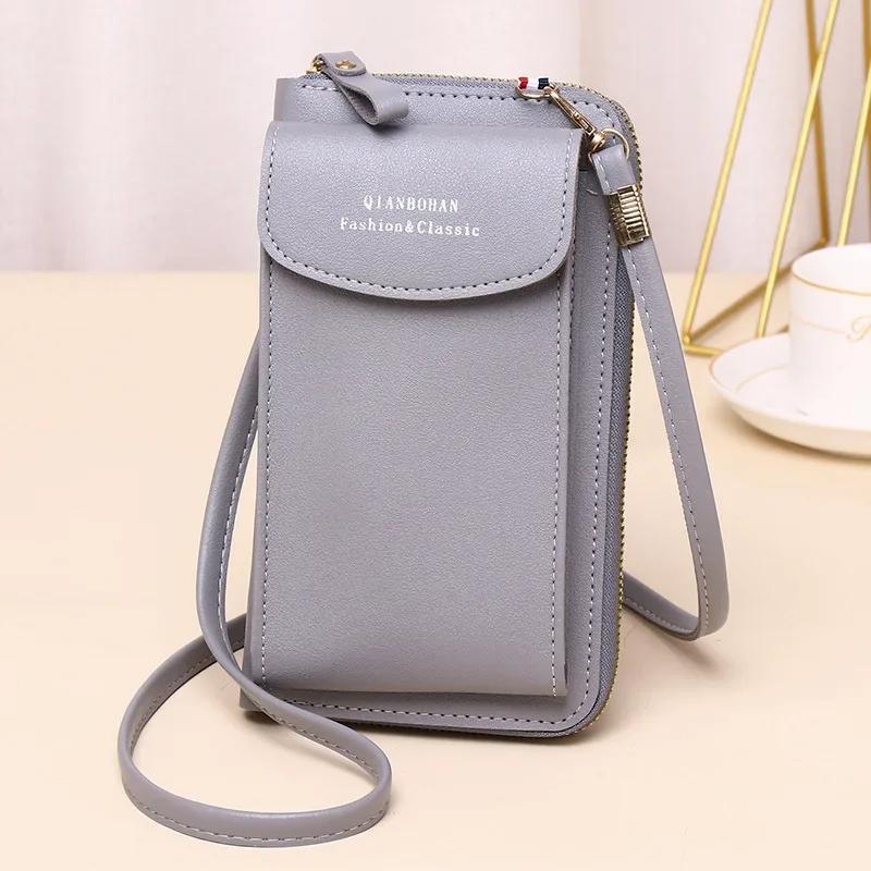 Women's Wallet Shoulder Mini Leather Bags Straps Mobile Phone Big Card Holders Wallet Handbag Money Pockets Girls