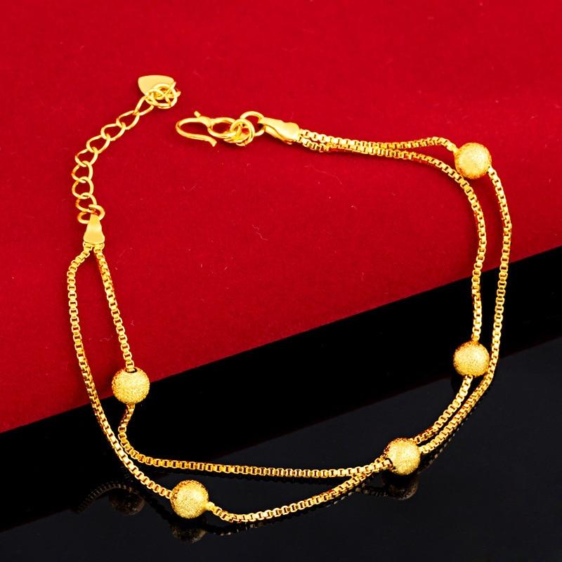 Fashion 14K Gold Bracelet for Women Wedding Engagement Fine Jewelry Luxury Watch Chain Bracelet Not Fade Fine Jewelry Gifts