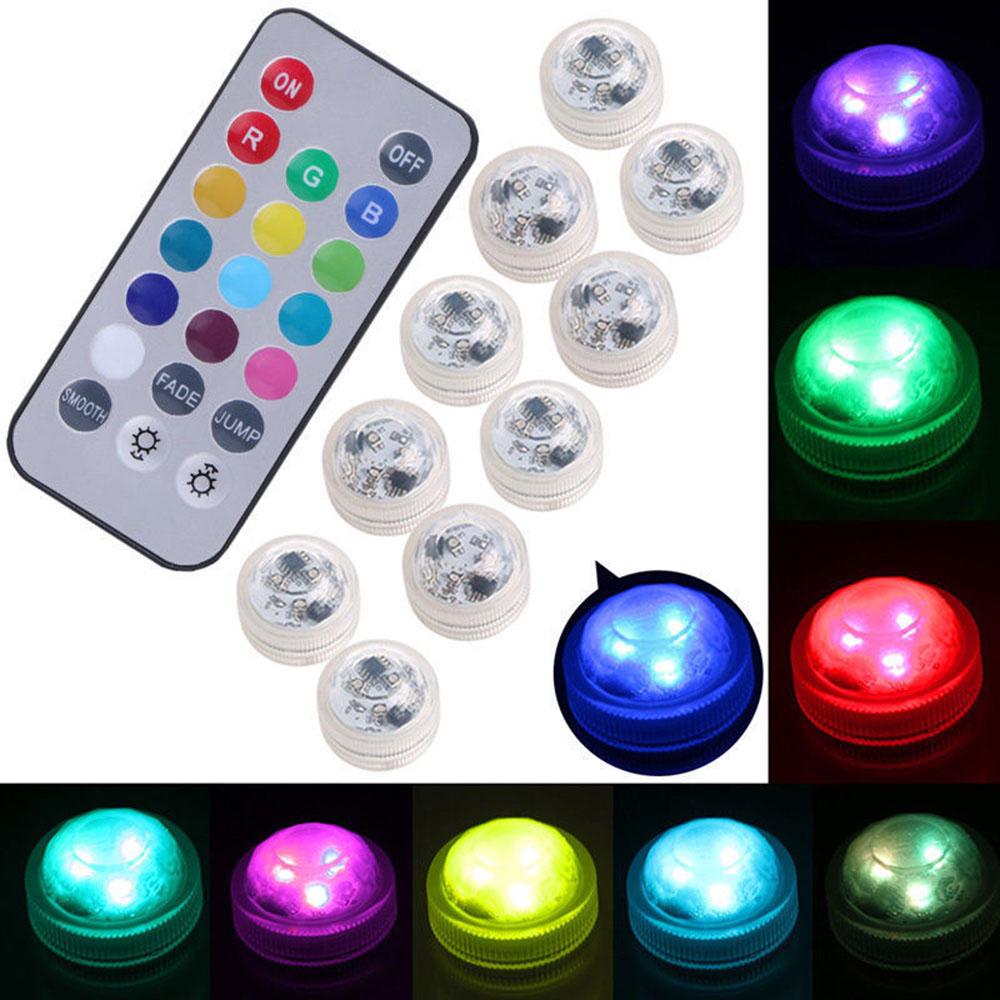 Decorations Waterproof Super Bright RGB 3 LED Light Remote Controller Submersible Lamp