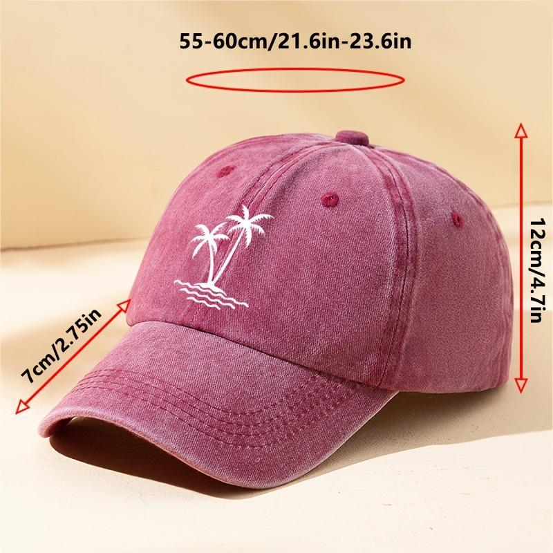 Hot Selling Fashion Printed Coconut Tree Washed Baseball Cap Men's and Women's Lightweight Adjustable Shade Cap Outdoor