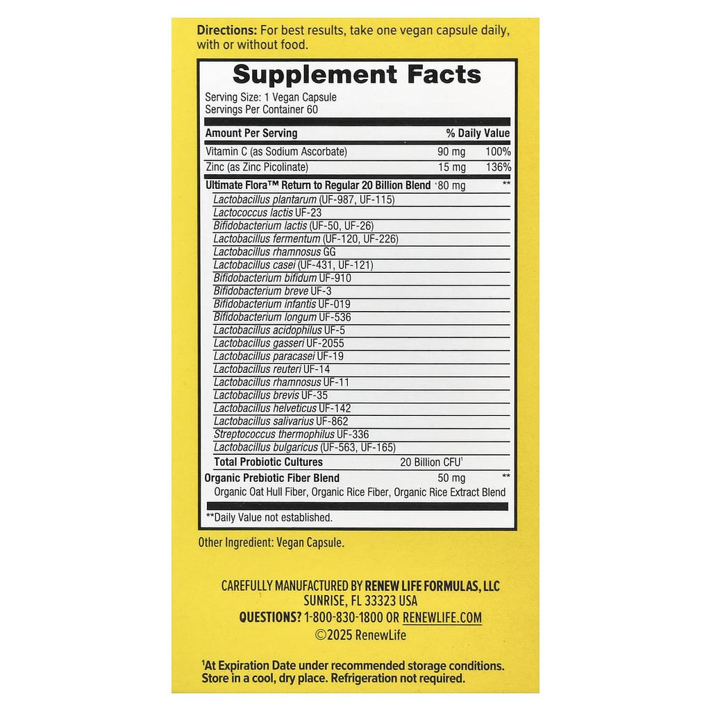 Renew Life Ultimate Flora™, Probiotic Return To Regular, 60 Veggie Capsules