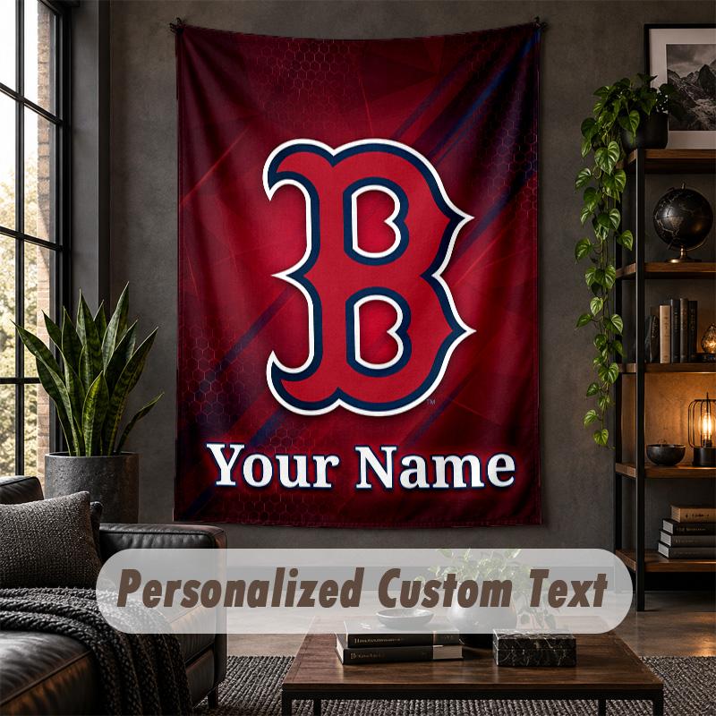 Personalized Wall Tapestry,Boston Red Sox Custom Text, Soft Fabric Wall Art For Indoor Decoration