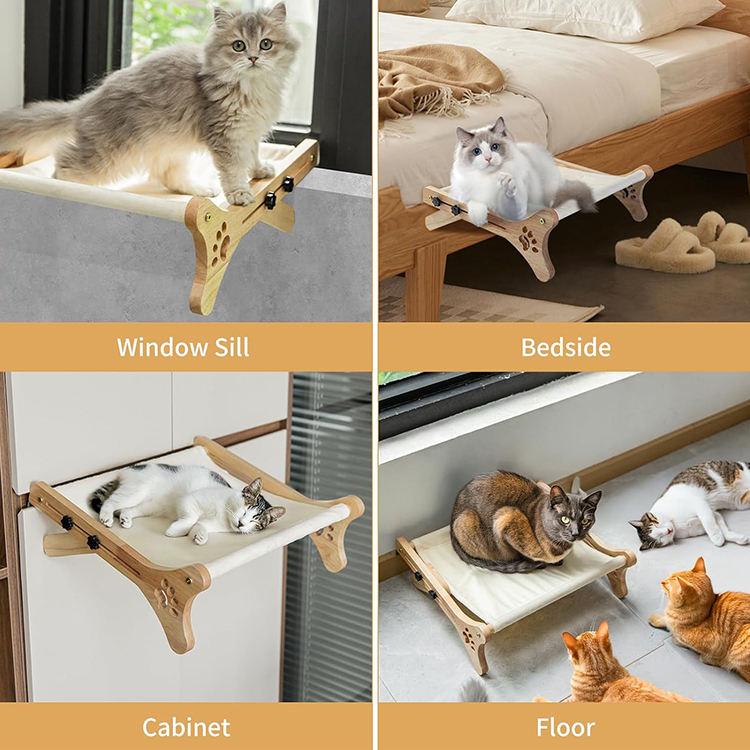 Spot-on Wholesale Wooden Wall-mounted cat Bed Hanging cat Bed for Window-side Use Hammock for Cats