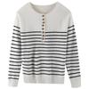 Crew Neck Bottoming Shirt Women's Autumn and Winter Loose and Versatile Sweater Striped Skin-friendly Warm Top