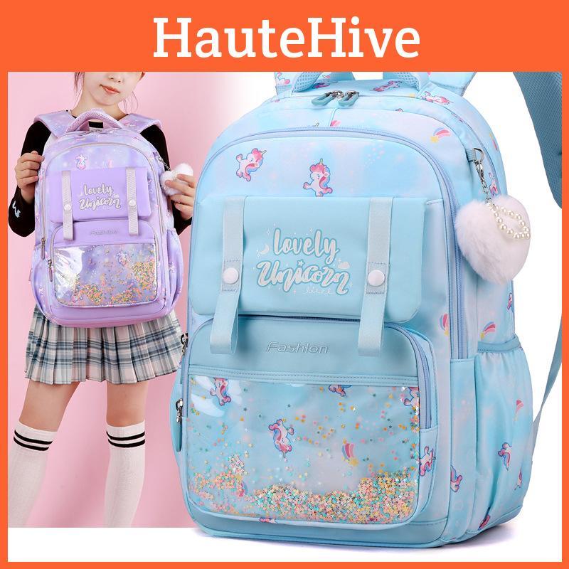 Детский рюкзак с принтом радужного единорога, большой вместимости, легкий школьный рюкзак