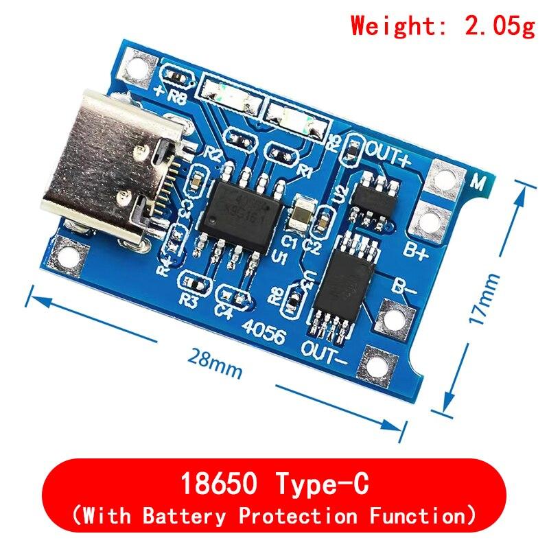Papan Pengisi Daya Modul Pengisi Daya Baterai Литиевая батарея Type-c/Micro USB 5V 1A 18650 TP4056 с Perlindungan Fungsi Ganda 1A Li-ion
