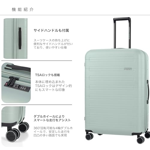 American Tourister Novastream Carry-on Suitcase, Small Spinner 55 with Expandable Function, Lightweight, 36L, 55cm, 2.6kg, New Model, Nomad Green