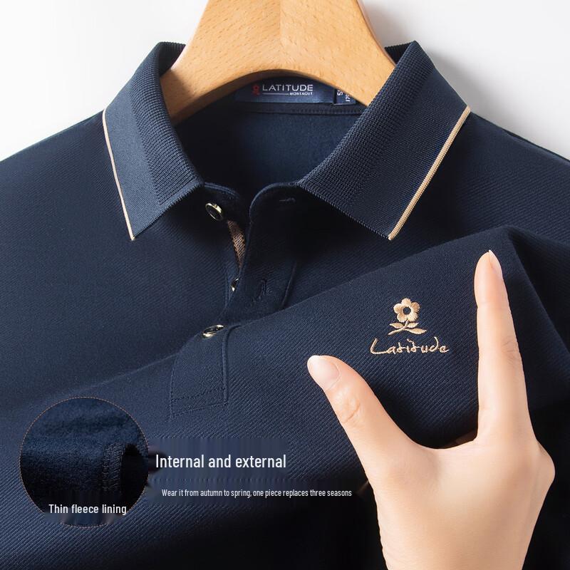 MONTAGUT Men's Lamb Wool Blend Casual Long Sleeve Polo Shirt