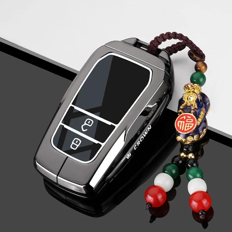 Zinc Alloy Leather Car Key Case Cover Shell for Toyota CHR Hilux Fortuner VCBFDG5 Land Cruiser 200 Camry Corolla Crown RAV4 Highland
