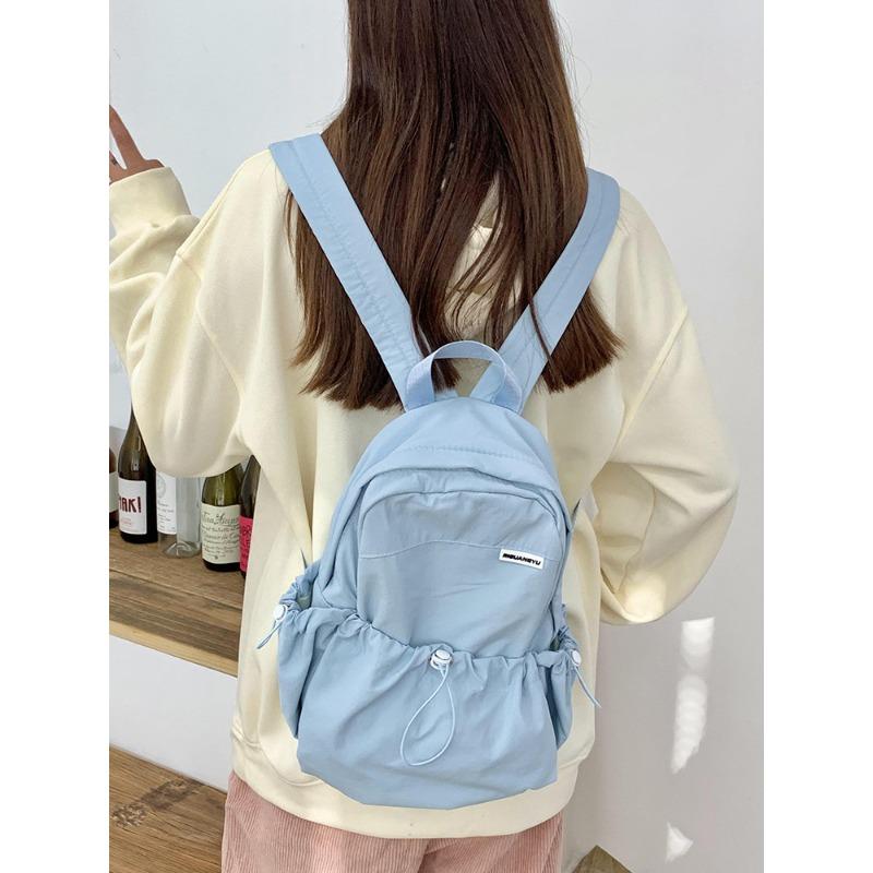 School Bag New Casual Backpack Travel Versatile Solid Color Light Large Capacity Student Bag
