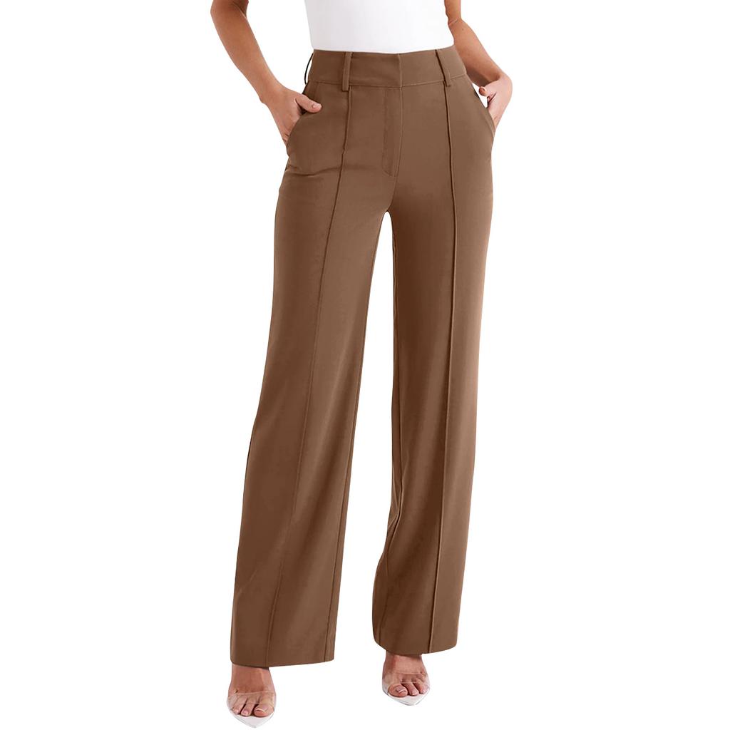 Женские льняные брюки с широкими штанинами, эластичные брюки-палаццо с высокой талией, повседневная свободная одежда для пляжного отдыха с карманами