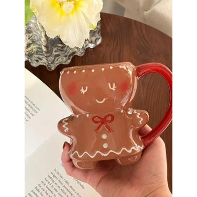 Мультяшный милый рождественский пряничный человечек керамическая кофейная кружка пара керамическая чашка для воды чайная кружка для сока кружка маленький подарок