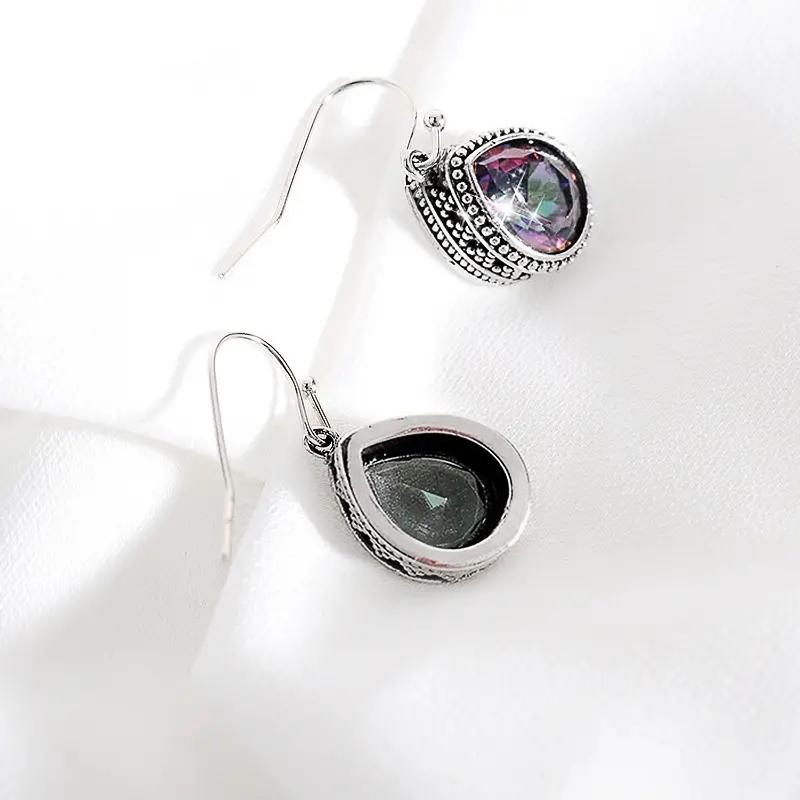 Серьги-подвески Huitan Waterdrop с разноцветным кубическим цирконием, винтажные аксессуары для женщин на вечеринку, уникальный подарок, элегантные женские украшения