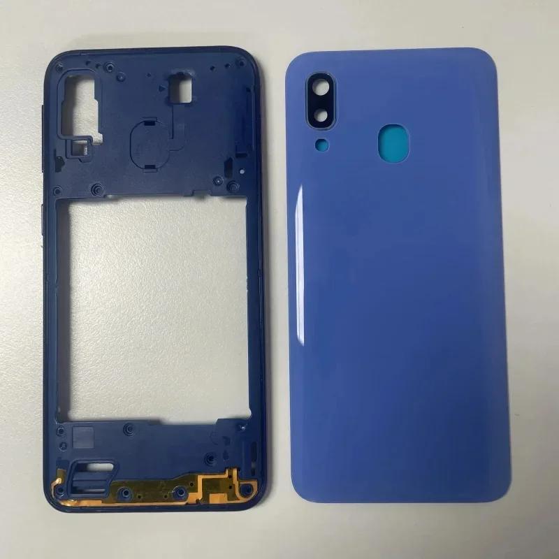 Для Samsung Galaxy A40 2019 A405 SM-A405F A405DS Полный корпус Средняя рамка + Задняя крышка с аккумулятором Задняя часть С объективом камеры