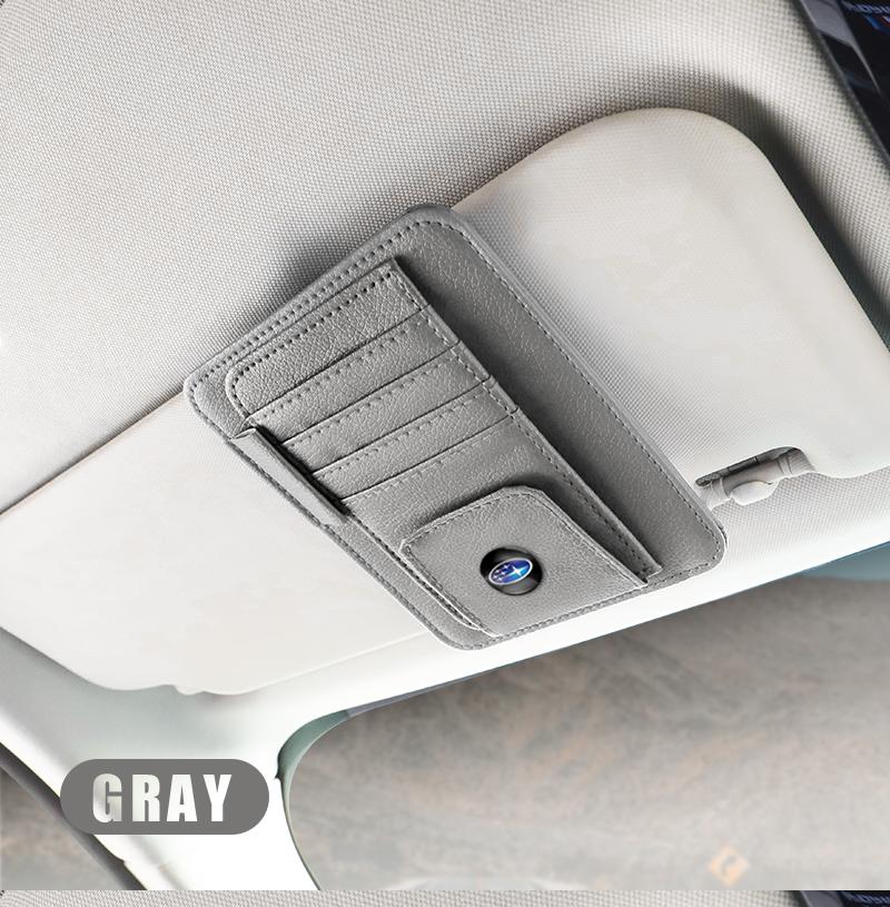 New Car Leather Glasses Clip Sun Visor Sunglasses Card Box For Subaru STI WRX Forester Impreza Legacy Outback XV BRZ Tribeca Z17