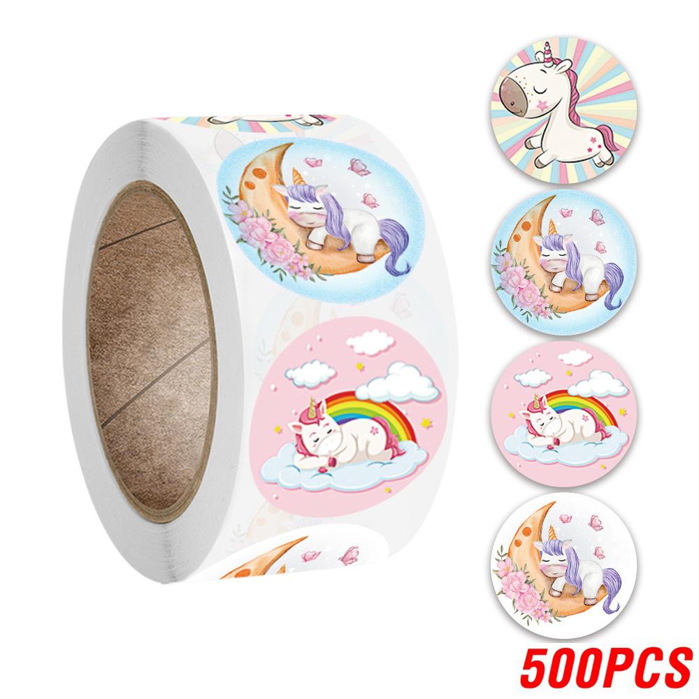 Милая мультяшная наклейка с единорогом, наклейка для поощрения детей, наклейка для украшения подарков, наклейки для поощрения учителя, канцелярские наклейки для учеников