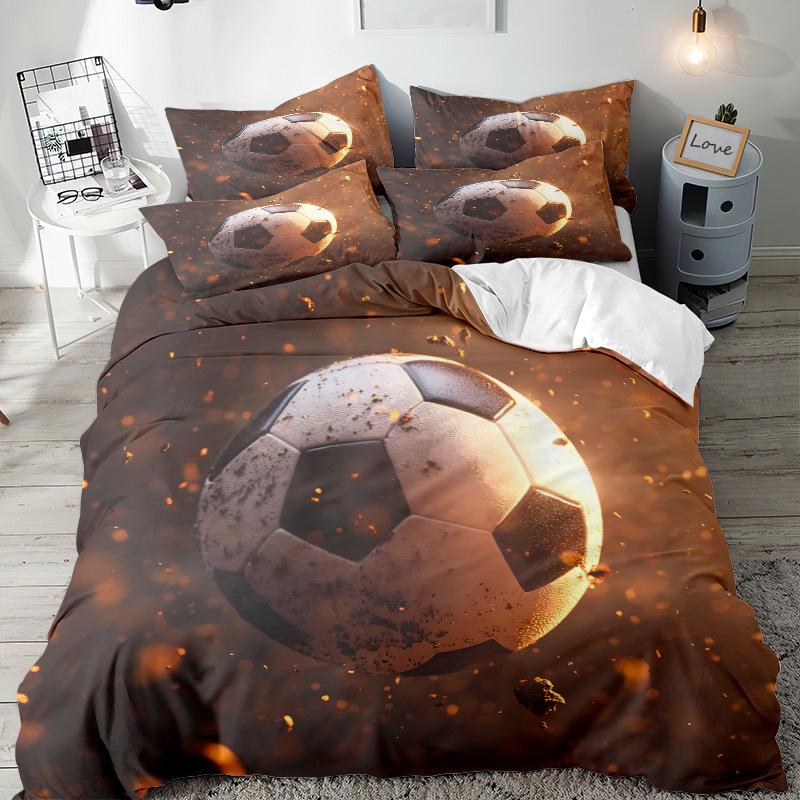 Футбольная серия 3D цифровая печать комплект постельного белья из трех предметов простыня пододеяльник