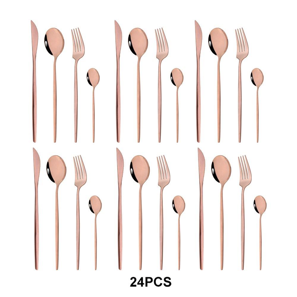Набор посуды из нержавеющей стали, кухонный набор, 24 шт., черное золото, нож, вилка, ложка, роскошный набор посуды, ужин, свадьба, зеркало, столовые приборы