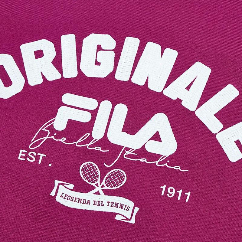 FILA T-Shirts Men's Rosy Red Crew Neck Thin Straight Fit (Unisex) T-Shirts F11M429114F WI
