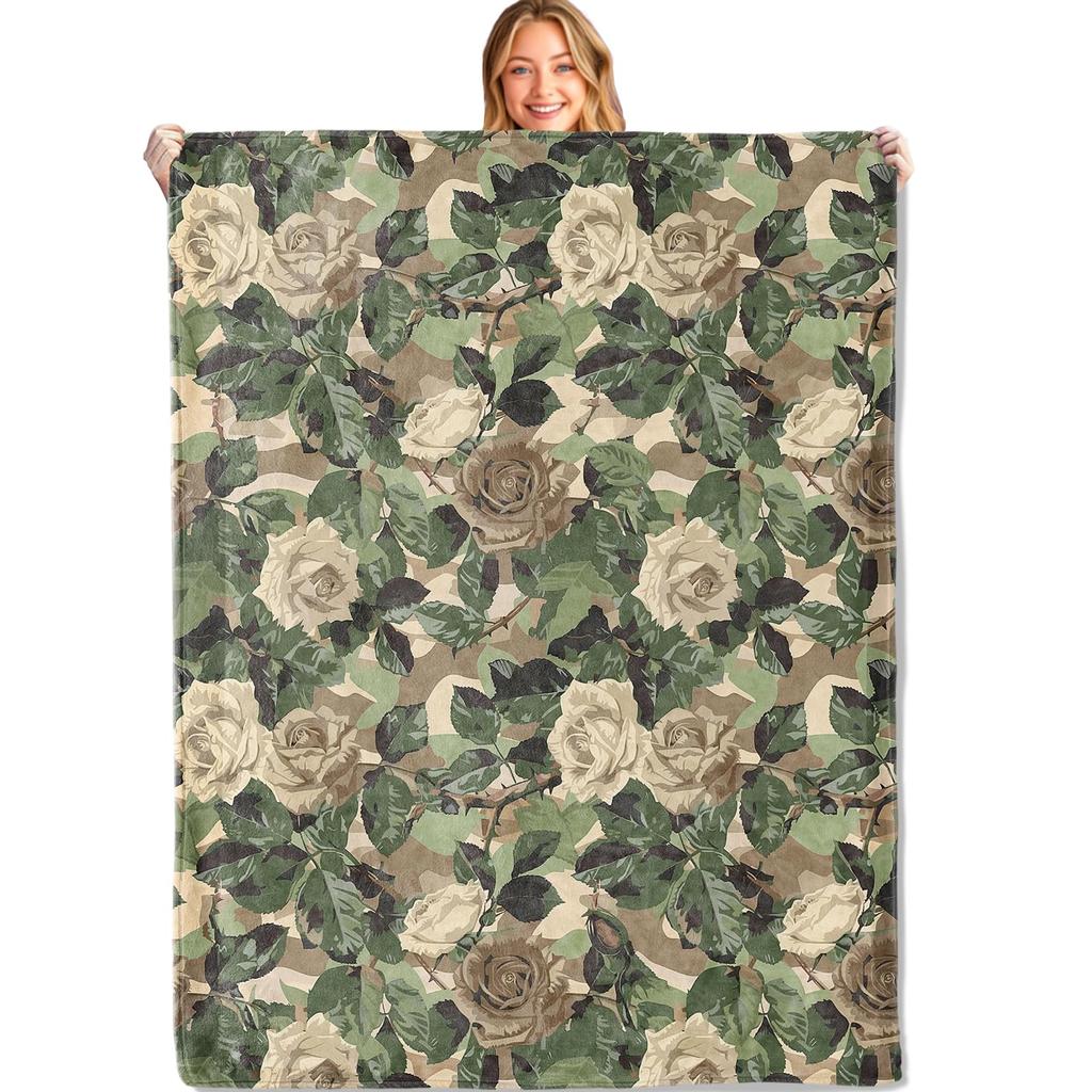 Romantic Rose Floral Blanket For Valentine's Day Gift Soft Flower Fleece Blanket for Bed Sofa Couch Chair Outdoor Travel Camping