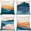 Geometric Sunset Landscape Double-Sided Printed Pillow Cover Short Plush Suitable Living Room Bedrooms Sofas Throw Cushion Cover